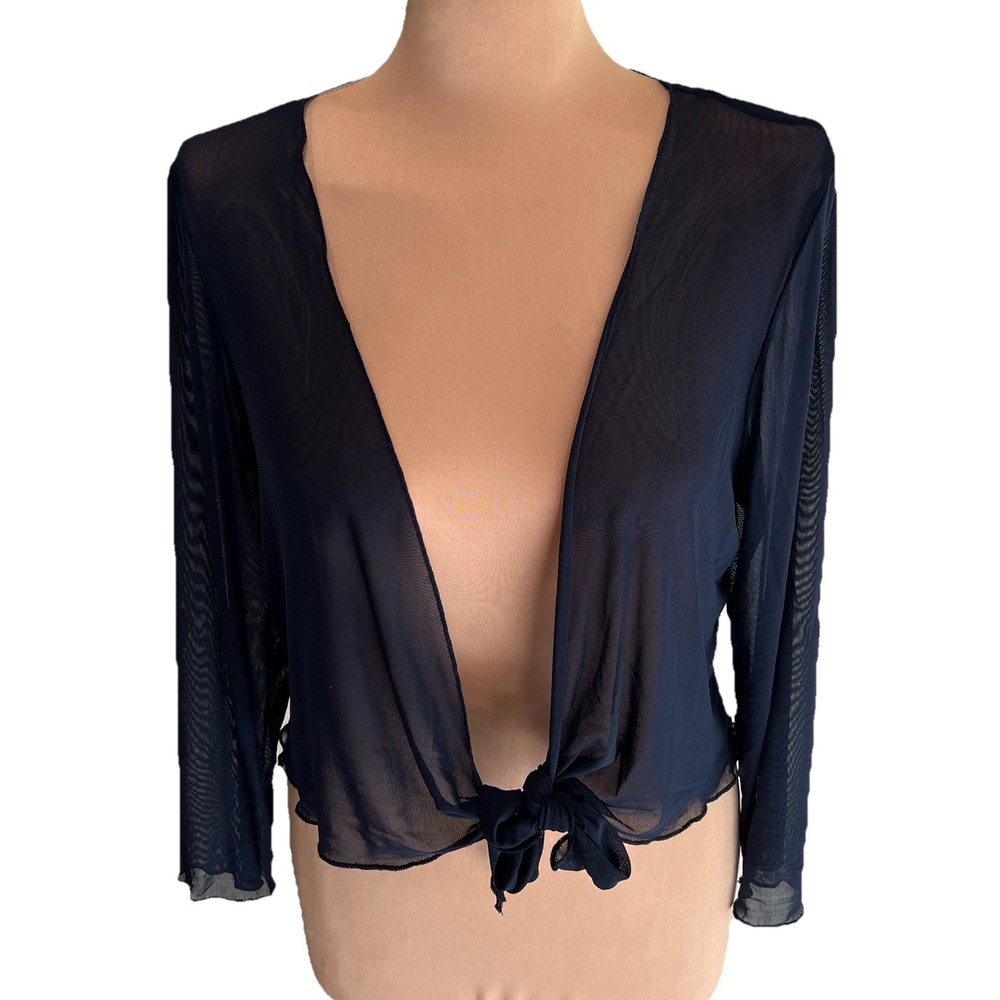 Vtg Connected Apparel Navy Mesh Shrug Balletcore Fairy Whimsy